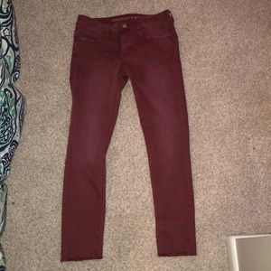 Burgundy crop jeans